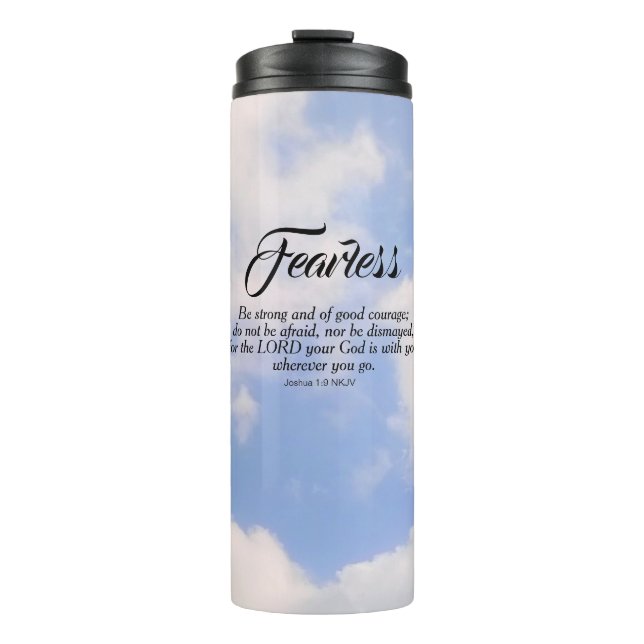 Photo of Blue Cloudy Sky Be Not Afraid Bible Verse Thermal Tumbler (Front)