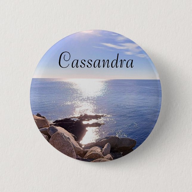 Photo of Blue Ocean Custom Name 2 Inch Round Button (Front)