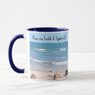 Photo of Blue Ocean Peace on Earth Bible Verse Mug