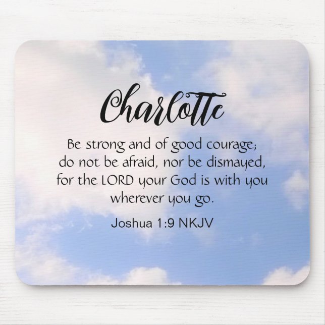 Photo of Blue Sky Be Not Afraid Bible Verse Name Mouse Pad (Front)