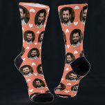 Photo of Boyfriend For Girlfriend Hearts Coral Socks<br><div class="desc">These fun photo of boyfriend for girlfriend socks feature your own photo and white hearts on a coral background and are sure to bring your girlfriend a smile! These are perfect for Valentine's Day, and she will think of you every time she pulls them on to remember your love. This...</div>