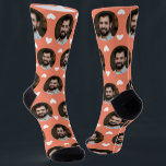 Photo of Boyfriend For Girlfriend Hearts Coral Socks<br><div class="desc">These fun photo of boyfriend for girlfriend socks feature your own photo and white hearts on a coral background and are sure to bring your girlfriend a smile! These are perfect for Valentine's Day, and she will think of you every time she pulls them on to remember your love. This...</div>