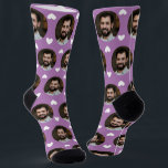 Photo of Boyfriend For Girlfriend Hearts Lavender Socks<br><div class="desc">These fun photo of boyfriend for girlfriend socks feature your own photo and white hearts on a lavender background and are sure to bring your girlfriend (or wife!) a smile! These are perfect for Valentine's Day, and she will think of you every time she pulls them on to remember your...</div>