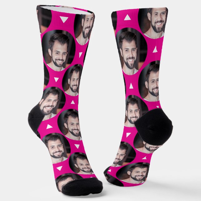Photo of Boyfriend for Girlfriend Hot Pink Fun Socks (Angled)