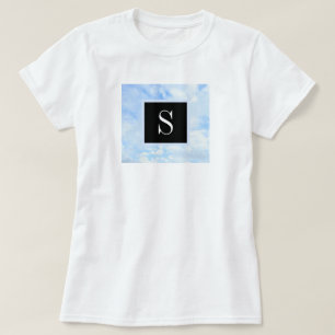 Photo of Cloudy Light Blue Sky with Single Initial T-Shirt