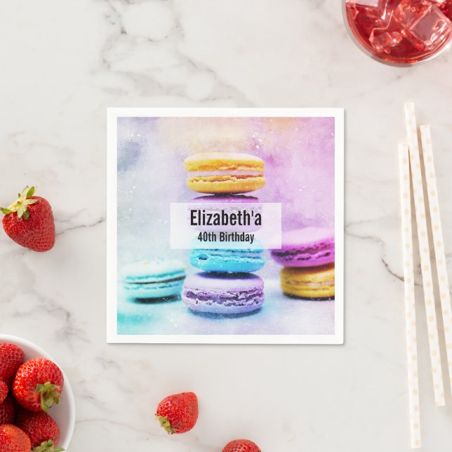 Photo of Colourful Delicious Macarons Birthday Napkin (Insitu)