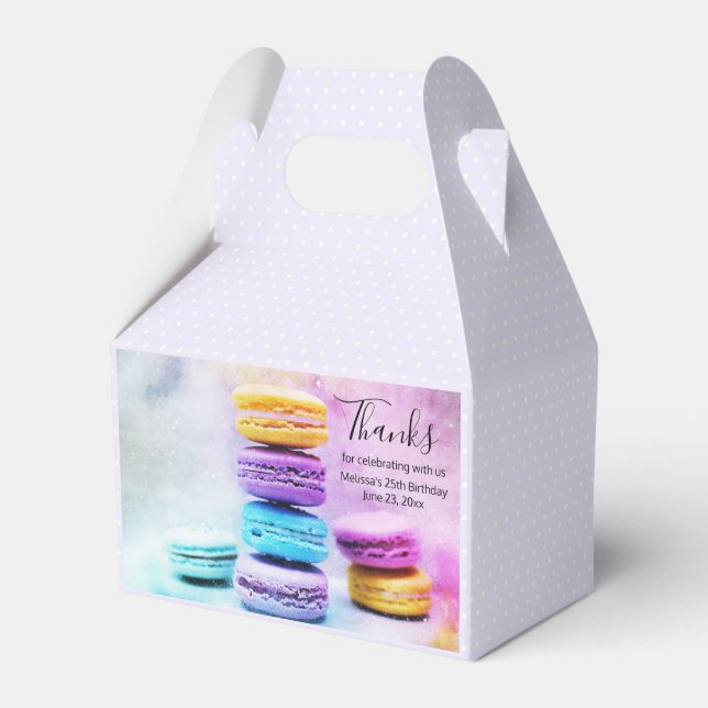 Photo of Colourful Delicious Macarons Favor Box (Front Side)