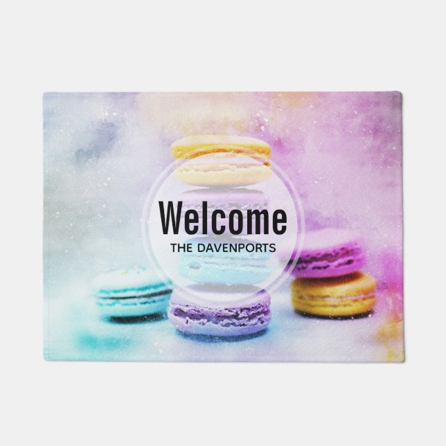 Photo of Colourful Delicious Macarons Welcome Doormat (Front)