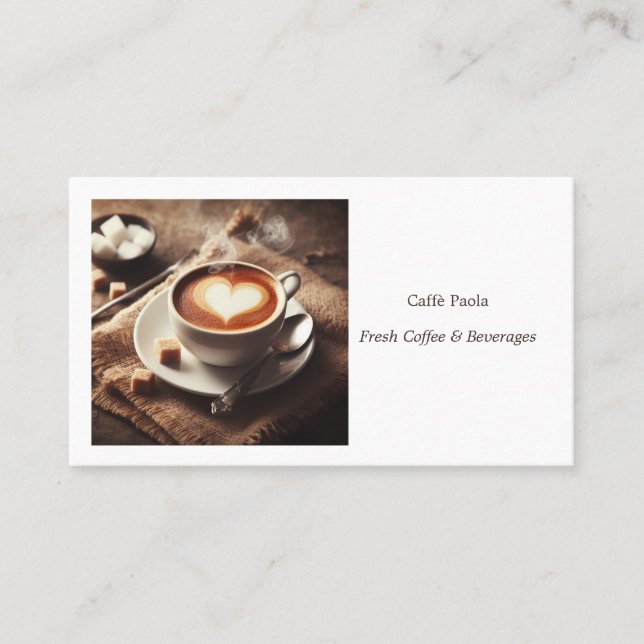 Photo of cup of coffee  business card (Front)