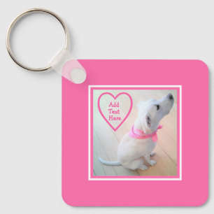 Photo of Cute Dog Wearing Pink Scarf Mother's Day Keychain
