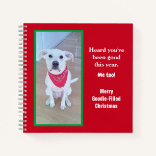 Photo of Cute Dog With Funny Sticking Out Ears Red Notebook