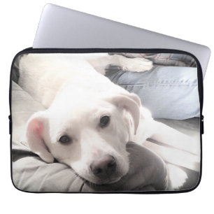 Photo of Cute Labrador Retriever Mix Dog With Dad Laptop Sleeve
