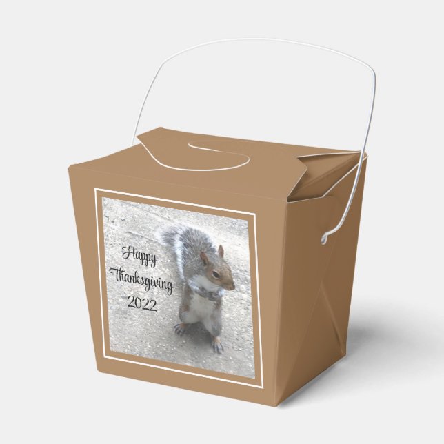 Photo of Cute Little Squirrel with Fluffy Tail Favor Box (Front Side)