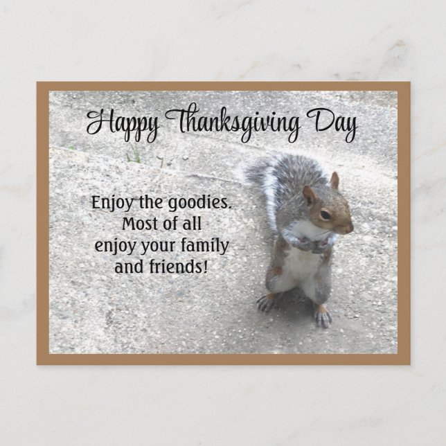 Photo of Cute Little Squirrel with Fluffy Tail Holiday Postcard (Front)