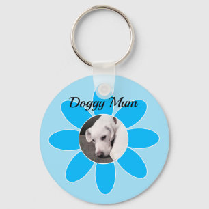 Photo of Cute Puppy Dog in Blue Mum Frame Keychain