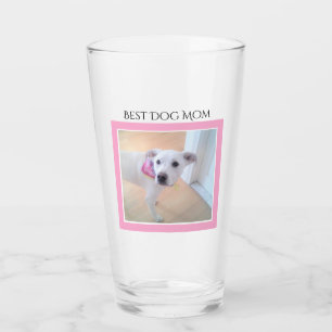 Photo of Cute Sweet White Puppy Dog Face Pink Glass