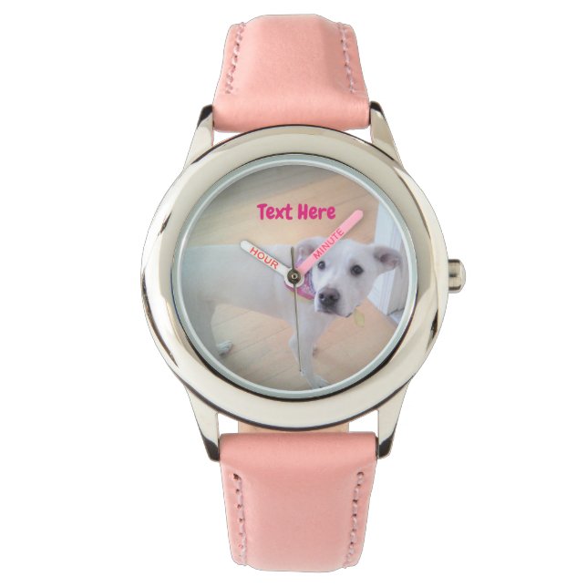 Photo of Cute Sweet White Puppy Dog Face Pink Watch (Front)