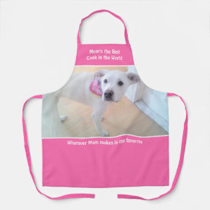 Photo of Cute Sweet White Puppy Dog Pink Best Mom Apron