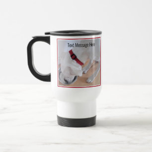 Photo of Cute White Dog Drinking Water Get Well Travel Mug