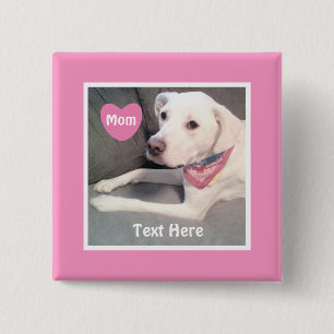 Photo of Cute White Labrador Mix Dog Pink Mom 2 Inch Square Button