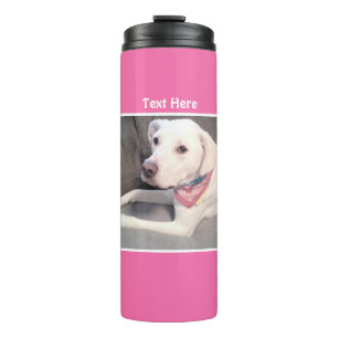 Photo of Cute White Labrador Mix Dog Pink Thermal  Tumbler