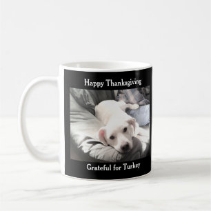Photo of Cute White Lazy Dog Funny Thanksgiving  Coffee Mug