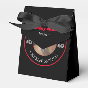 Photo of Dog Grinning Birthday 40 Black and Red Favor Box