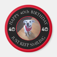 Photo of Dog Grinning Birthday 40 Black and Red