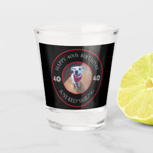 Photo of Dog Grinning Birthday 40 Black and Red Shot Glass