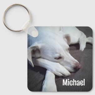 Photo of Dog with Cute Paws Custom Name Keychain