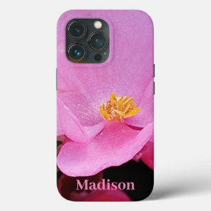 Photo of Elegant Hot Pink Flower Add Name iPhone 13 Pro Case