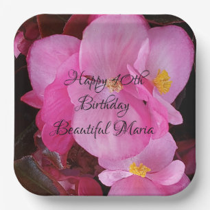 Photo of Elegant Pink Flowers 40th Birthday Party Paper Plate