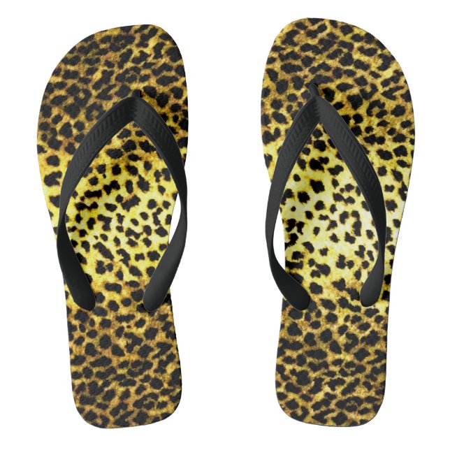 Photo of Faux Leopard Fur Print Wallpaper Flip Flops (Footbed)