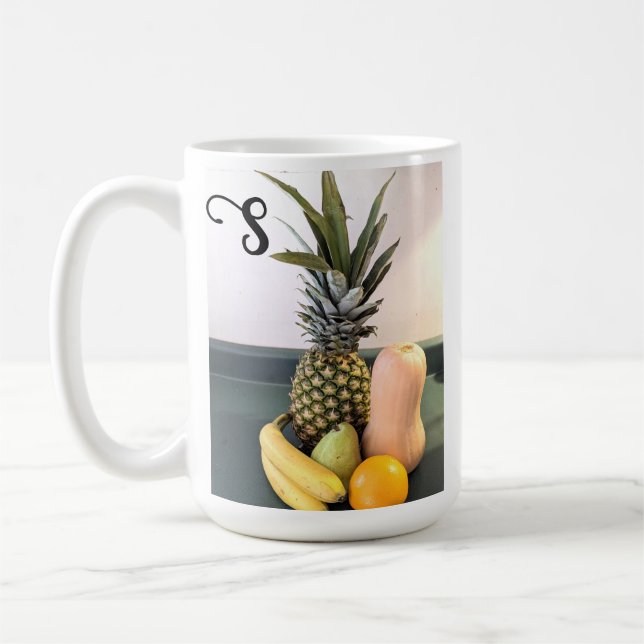 Photo of Fruit with Bible Verse Custom Initial Coffee Mug (Left)
