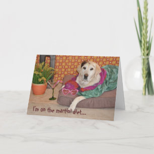 Photo of glamourous dog with martini. Any Card