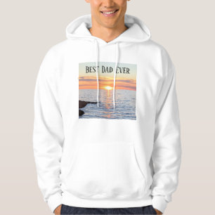 Photo of Golden Sunset and Ocean Best Dad Ever Hoodie