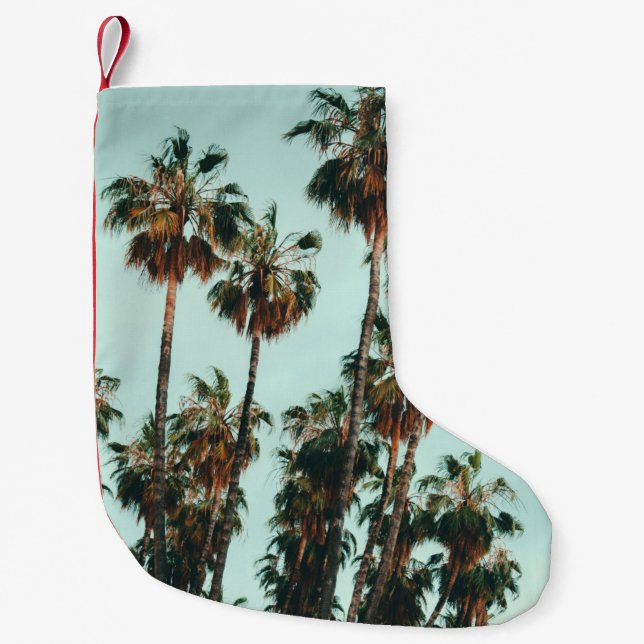 Photo of green palm trees small christmas stocking (Front)