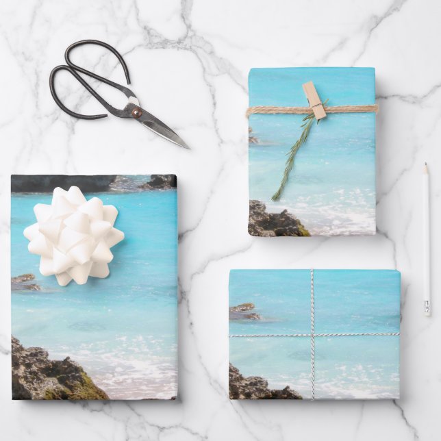 Photo of Island Coast & Tropical Sea Wrapping Paper Sheet (Front)
