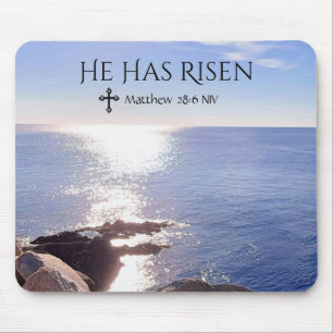 Photo of Ocean Christ has Risen Bible Verse Easter Mouse Pad