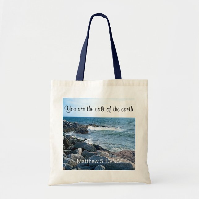 Photo of Ocean Salt of the Earth Bible Verse Tote Bag (Front)