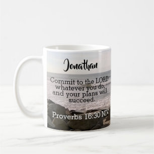 Photo of Ocean Shore Proverbs Bible Verse Success Coffee Mug