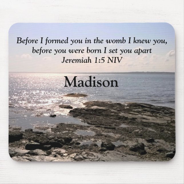 Photo of Ocean with Jeremiah 1:5 God Knew You Mouse Pad (Front)