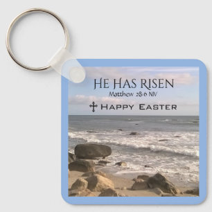 Photo of Ocean With Resurrection Scripture Easter Keychain