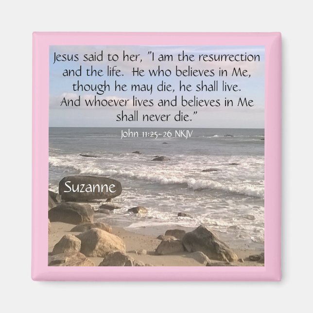 Photo of Ocean With Resurrection Scripture Easter  Magnet (Front)