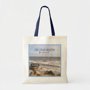 Photo of Ocean With Resurrection Scripture Easter Tote Bag