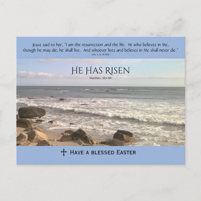 Photo of Ocean With Resurrection Scriptures Easter Holiday Postcard (Front)