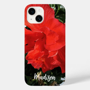 Photo of Orange Double Hibiscus Custom Name Case-Mate iPhone 14 Case