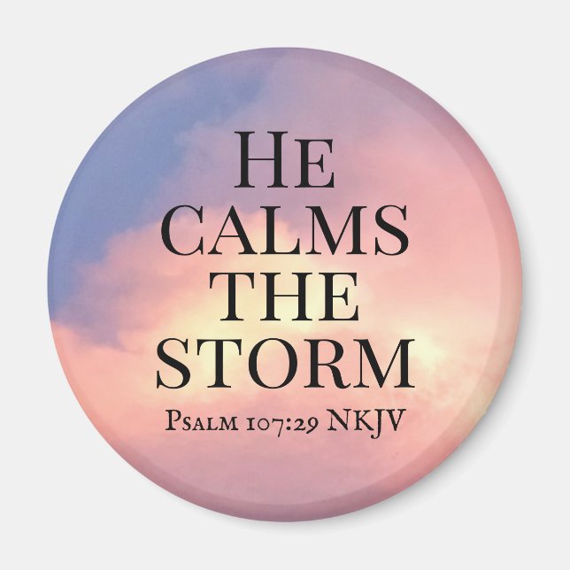 Photo of Pink Sky He Calms the Storm Bible Verse Magnet (Front)