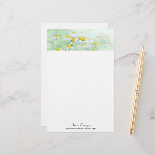 Photo of Pretty Daisies in a Field Stationery (Front/Back In Situ)