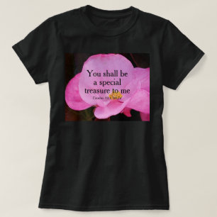 Photo of Pretty Pink Flower Treasure Bible Verse T-Shirt